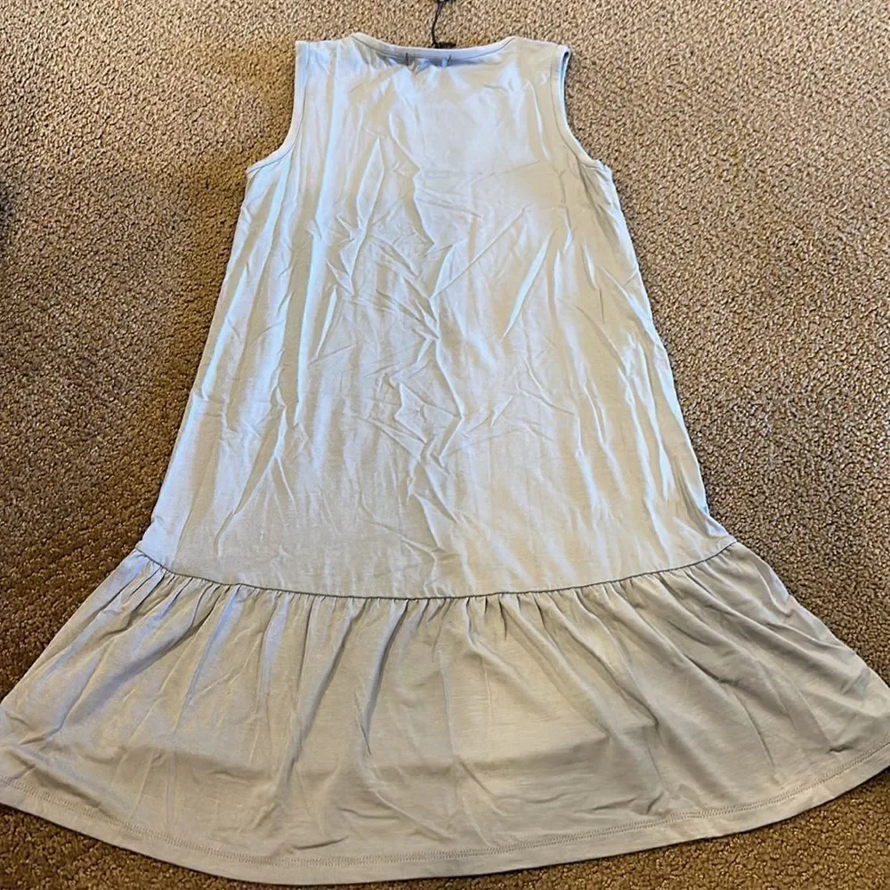 Imoga Girls Grey Tank Dress with Gold Triangle Neckline